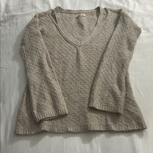 Hollister Oatmeal V-Neck Knit Sweater